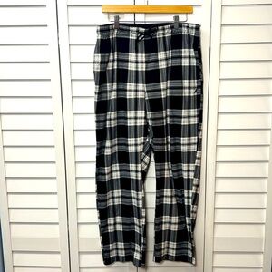 Nautica Plaid Flannel Sleep Pajama Pants Size Large Black, White & Gray